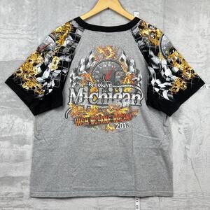 Vintage 2013 Brooklyn Michigan High Octane Racing Flame Graphic Tee XL USA Made